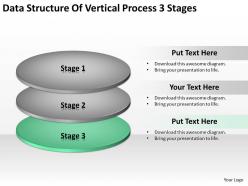 Business process flow diagram data structure of vertical 3 stages powerpoint templates
