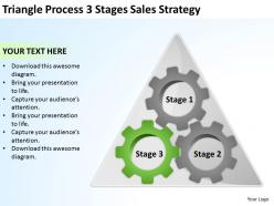 Business process flow diagram examples triangle 3 stages sales strategy powerpoint slides