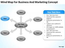 Business process flow diagram mindmap for and marketing concept powerpoint slides