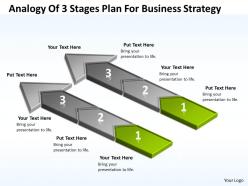 Business process flow diagrams analogy of 3 stages plan for strategy powerpoint templates