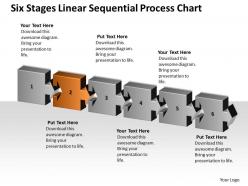 Business process flow diagrams six stages linear sequential chart powerpoint templates