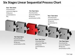 Business process flow diagrams six stages linear sequential chart powerpoint templates