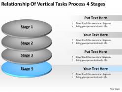 Business process flow relationship of vertical tasks 4 stages powerpoint slides