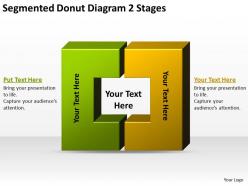 Business process flow segmented donut diagram 2 stages powerpoint slides