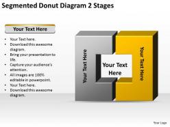Business process flow segmented donut diagram 2 stages powerpoint slides