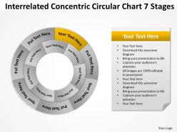 Business process flowchart concentric circular multicolored 7 stages powerpoint slides