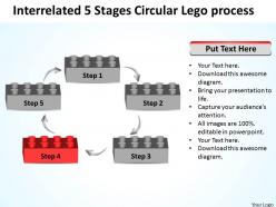 Business process flowchart interrelated 5 stages circular lego powerpoint slides