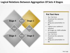 Business process flowchart logical relations between aggregation of sets 4 stages powerpoint slides