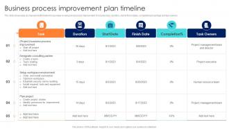 Business Process Improvement Plan Timeline