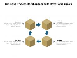 Business process iteration icon with boxes and arrows
