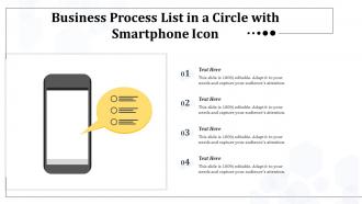 Business process list in a circle with smartphone icon