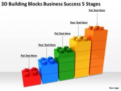 Business process management diagram 3d building blocks success 5 stages powerpoint slides