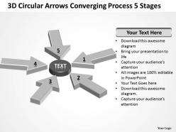 Business process model diagram 3d circular arrows converging 5 stages powerpoint slides