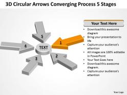 Business process model diagram 3d circular arrows converging 5 stages powerpoint slides