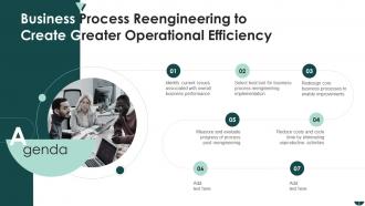Business Process Reengineering To Create Greater Operational Efficiency Complete Deck