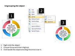 Business process workflow diagram examples 4 stages pie with gear powerpoint templates