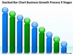 Business processes stacked bar chart growth 9 stages powerpoint templates