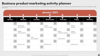 Business Product Marketing Activity Planner