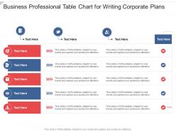 Business professional table chart for writing corporate plans infographic template