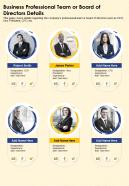 Business professional team or board of directors details presentation report infographic ppt pdf document