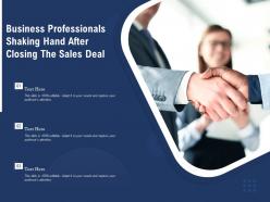 Business professionals shaking hand after closing the sales deal