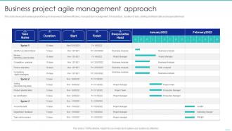 Business Project Agile Management Approach
