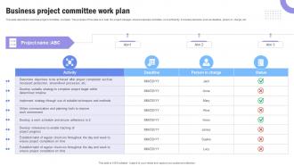 Business Project Committee Work Plan
