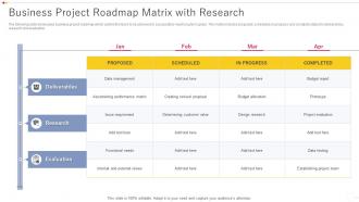 Business Project Roadmap Matrix With Research