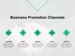 Business promotion channels communication planning ppt powerpoint presentation infographics samples