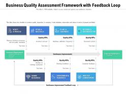 Business quality assessment framework with feedback loop