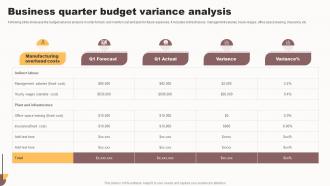 Business Quarter Budget Variance Analysis