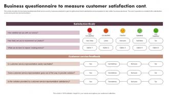 Business Questionnaire To Measure Customer Satisfaction Survey SS Ideas Informative