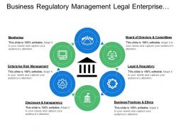 Business regulatory management legal enterprise governance with icons