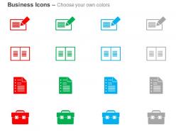 Business report checklist suitcase record ppt icons graphics