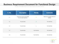 Business requirement document for functional design