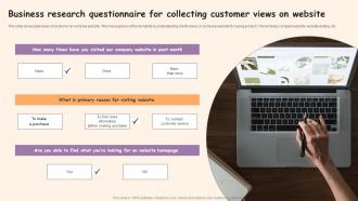Business Research Questionnaire For Collecting Customer Views On Website