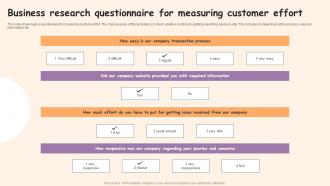 Business Research Questionnaire For Measuring Customer Effort