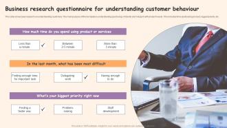 Business Research Questionnaire For Understanding Customer Behaviour