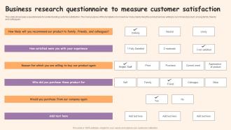 Business Research Questionnaire To Measure Customer Satisfaction