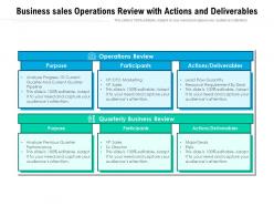 Business sales operations review with actions and deliverables