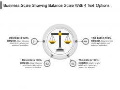 Business scale showing balance scale with 4 text options