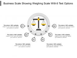 Business scale showing weighing scale with 6 text options