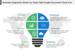 Business segments shown by globe mail people document cloud icon