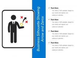 Business silhouette showing arrow and zeros