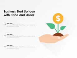 Business start up icon with hand and dollar