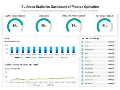 Business statistics dashboard of finance operation