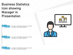 Business statistics icon showing manager in presentation