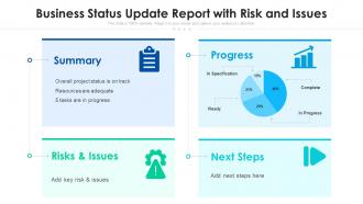 Business status update report with risk and issues