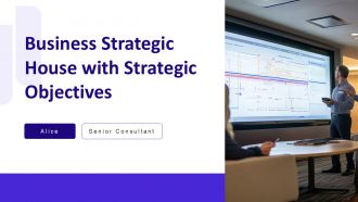Business Strategic House With Strategic Objectives PPT Mockup AT