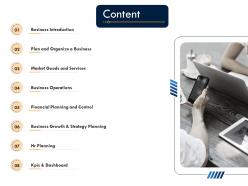 Business strategic planning content ppt summary